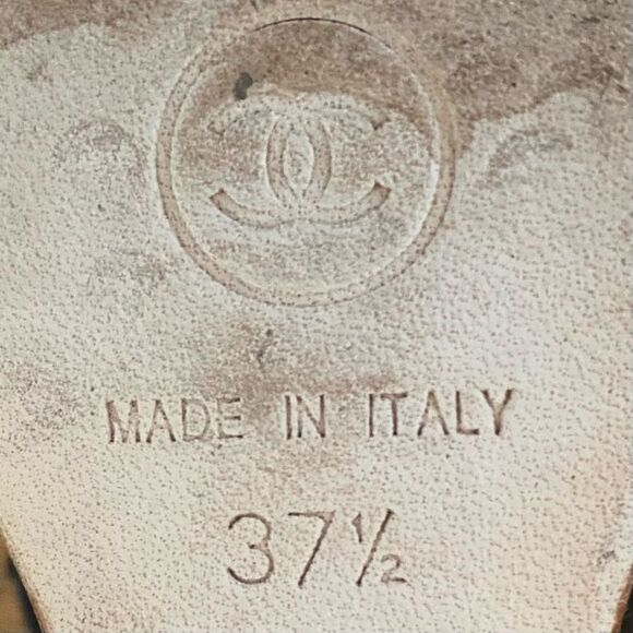 Chanel Black/Silver Camellia Leather Slingback Cork Platform Sandals 7 (37.5) - Picture 10 of 11